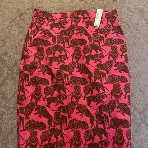 NWT lion print J Crew pencil skirt